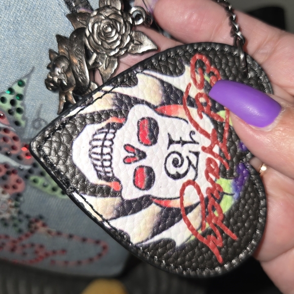 Nwt ED HARDY denim Backpack Purse New - Picture 3 of 5